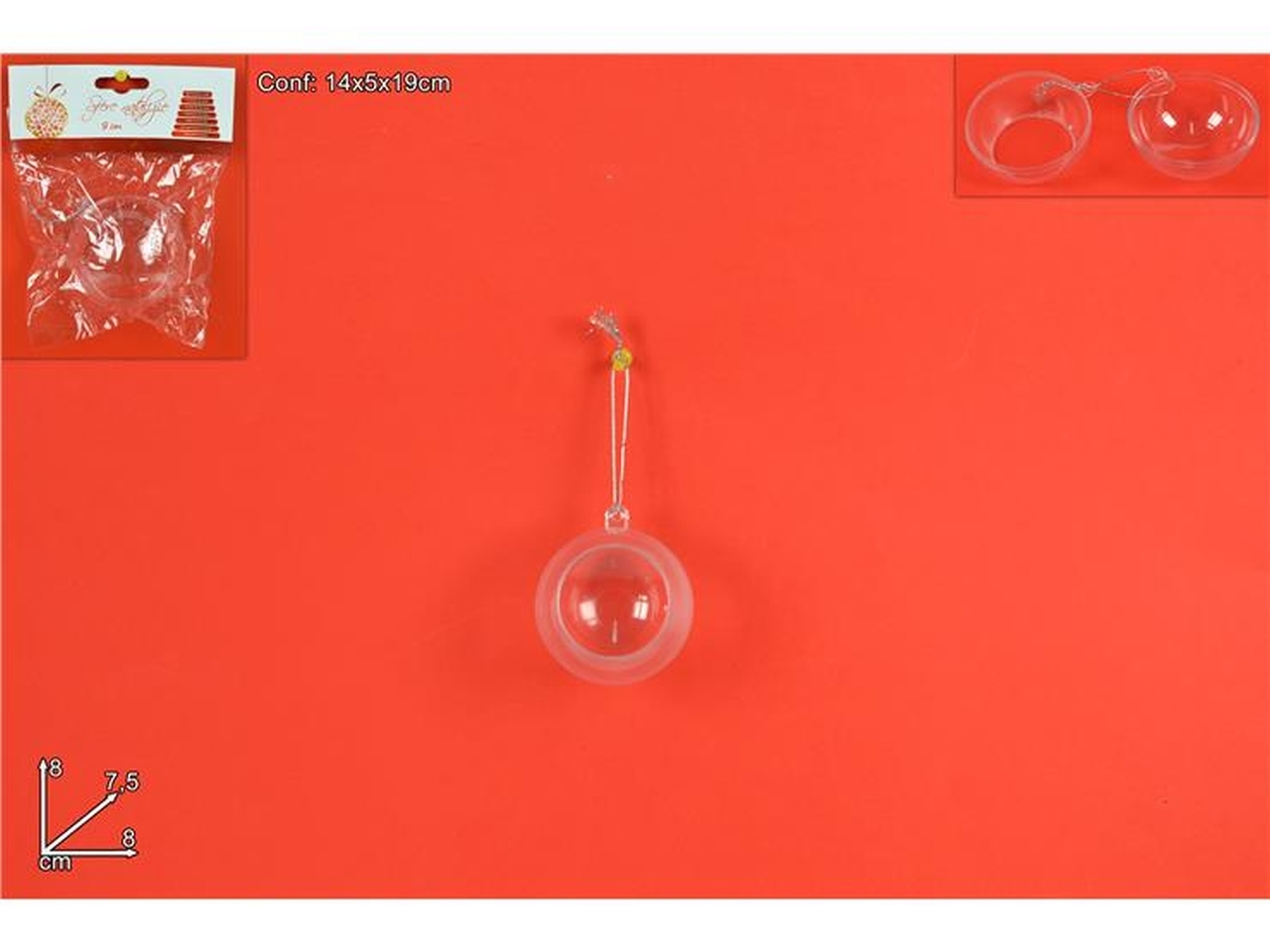 PALLA PLASTICA TRASPARENTE APERTA 8CM XNA15001411 PALLA PLASTICA TRASPARENTE APERTA 8CM XNA15001411