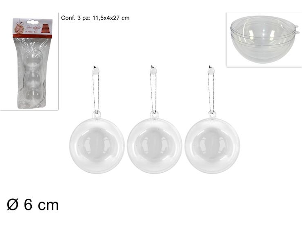 SFERA PLASTICA TRASPARENTE 6CM 3PZ XNA12001071 SFERA PLASTICA TRASPARENTE 6CM 3PZ XNA12001071