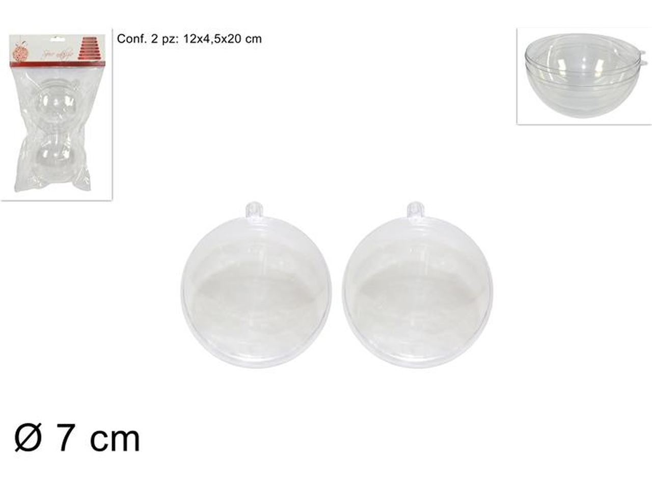 SFERA PLASTICA TRASPARENTE 7CM 2PZ XNA12001081 SFERA PLASTICA TRASPARENTE 7CM 2PZ XNA12001081