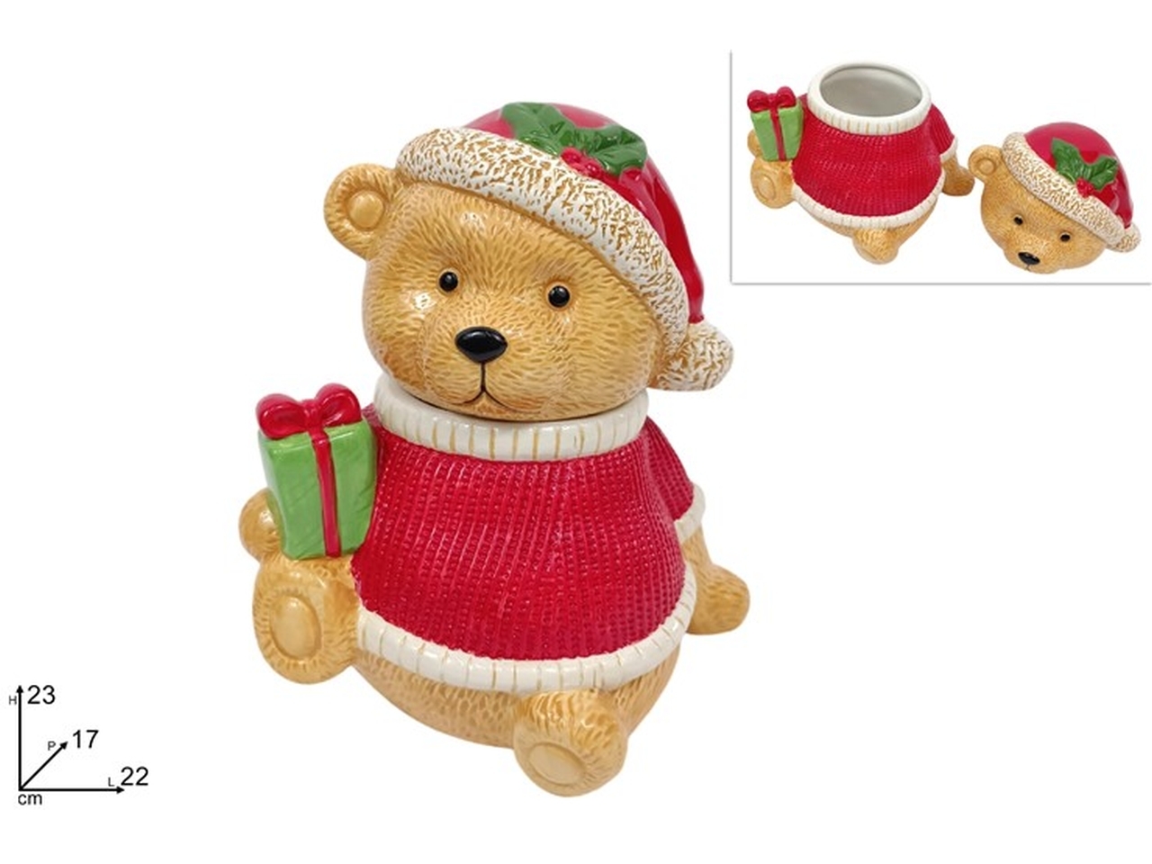 BARATTOLO ORSO NATALIZIO CERAMICA 23CM XNA24062921 BARATTOLO ORSO NATALIZIO CERAMICA 23CM XNA24062921