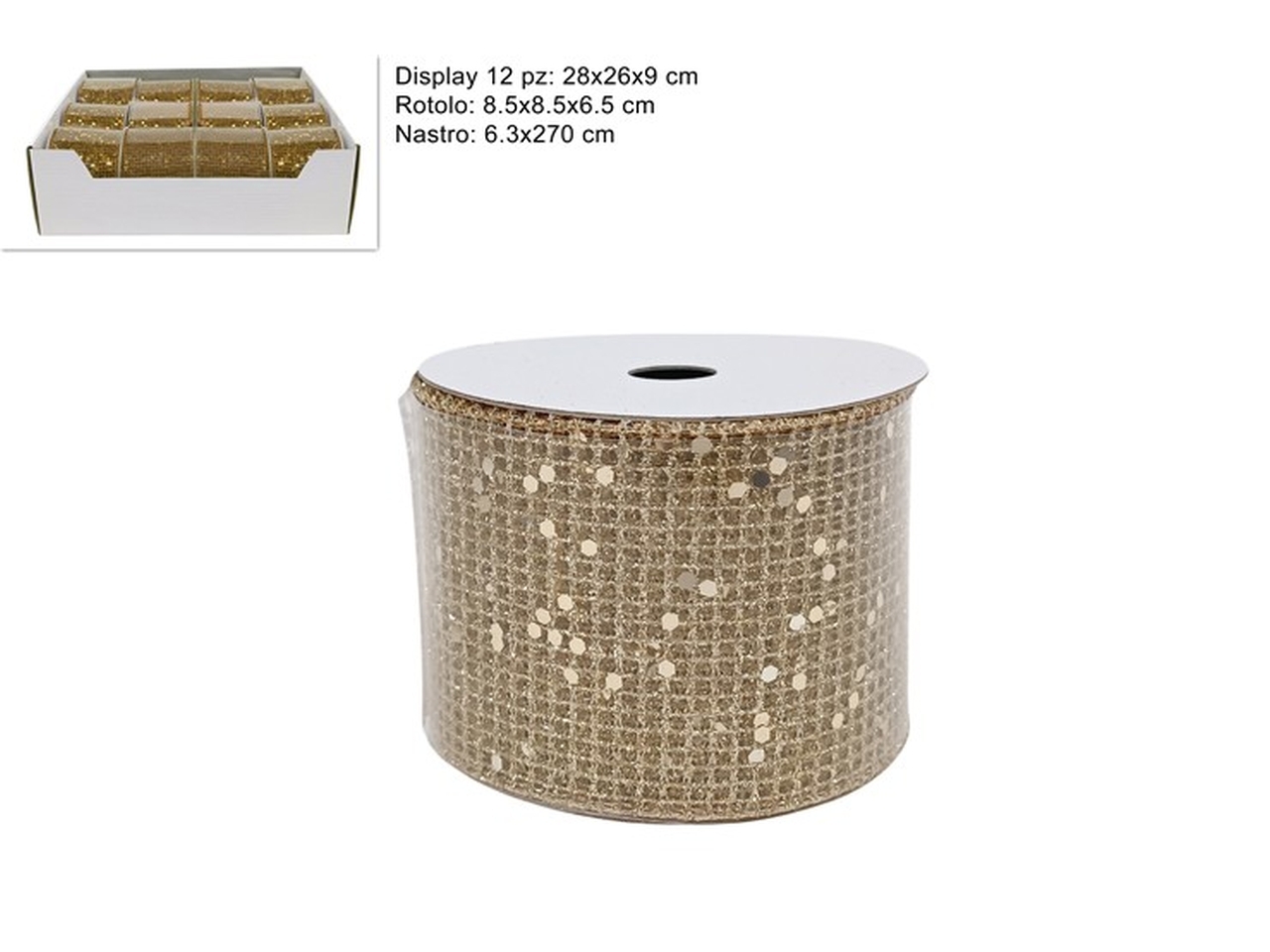 NASTRO RETINATO 6,3CMX2,7MT CHAMPAGNE XNA24023921