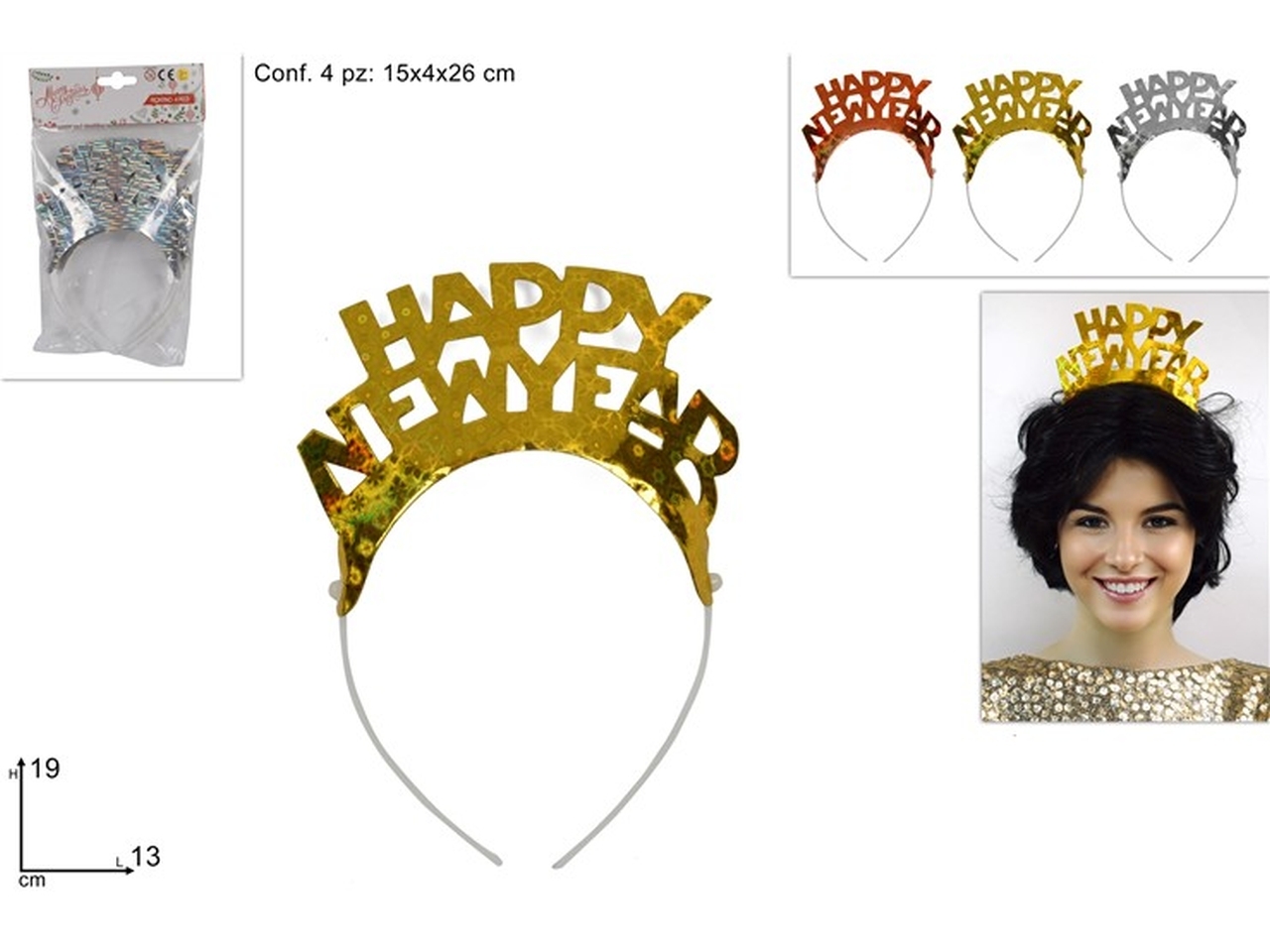 CERCHIETTO HAPPY NEW YEAR 4PZ COL.ASS. XNA20005091