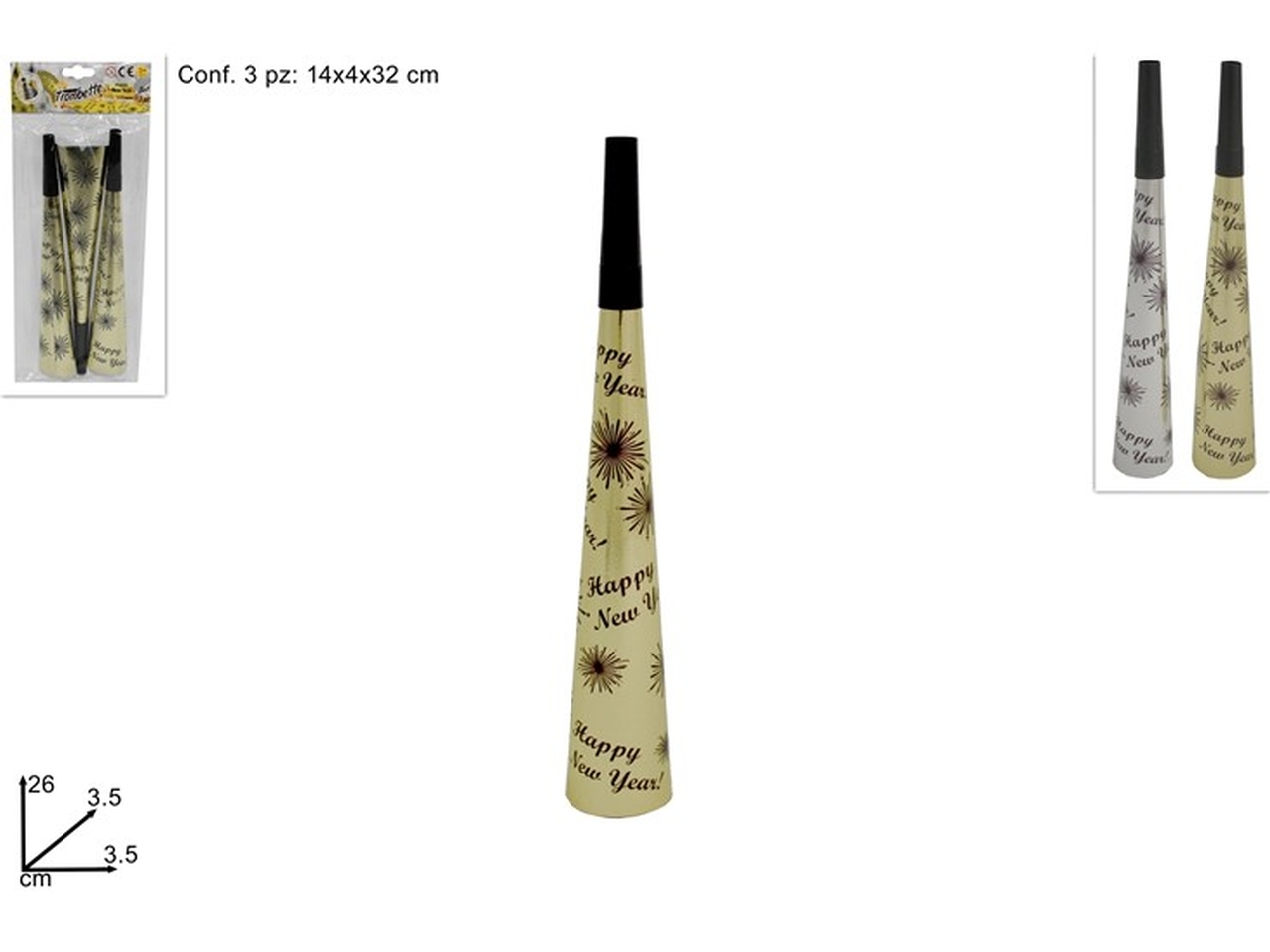 TROMBETTE HAPPY NEW YEAR 3PZ COL. ASS. XNA18003381