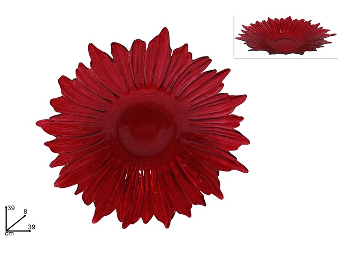 CENTROTAVOLA VETRO FIORE 39XH.8CM ROSSO XNA2401240