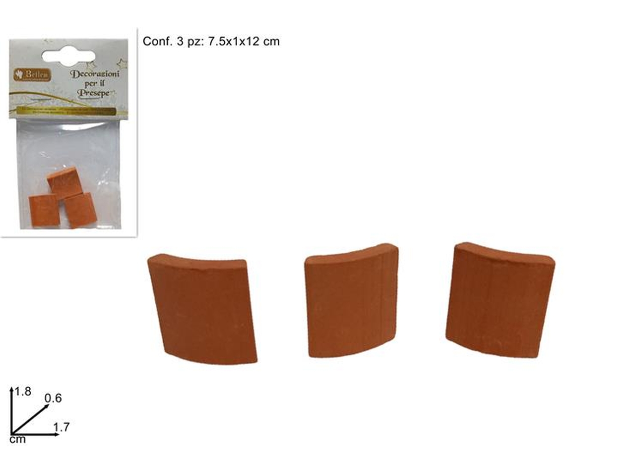 TEGOLE TERRACOTTA 1,7X1,8CM 3PZ XNA22032991 TEGOLE TERRACOTTA 1,7X1,8CM 3PZ XNA22032991