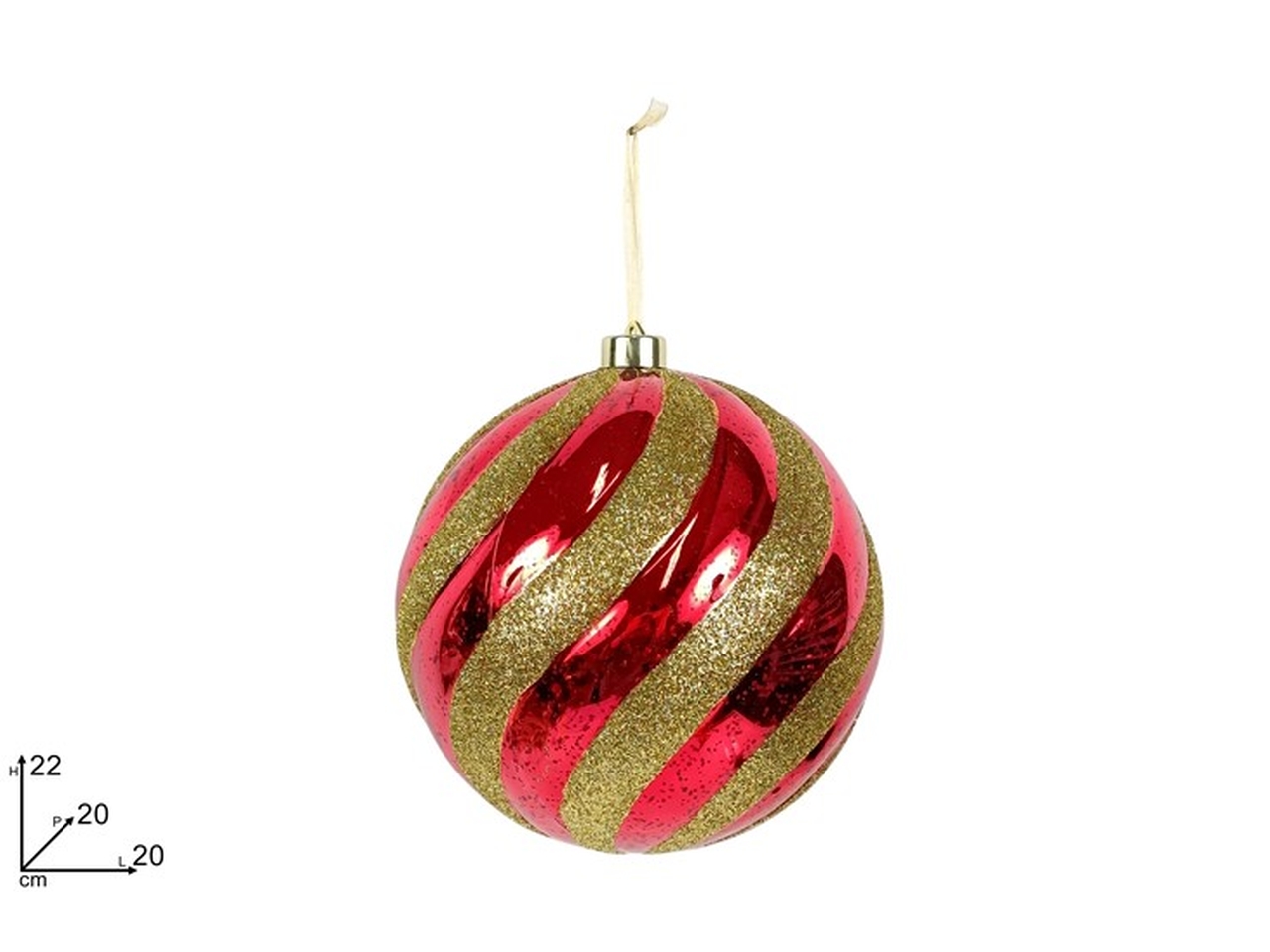 PALLA 20CM ROSSO LUCIDO/ORO GLITTER XNA24027691