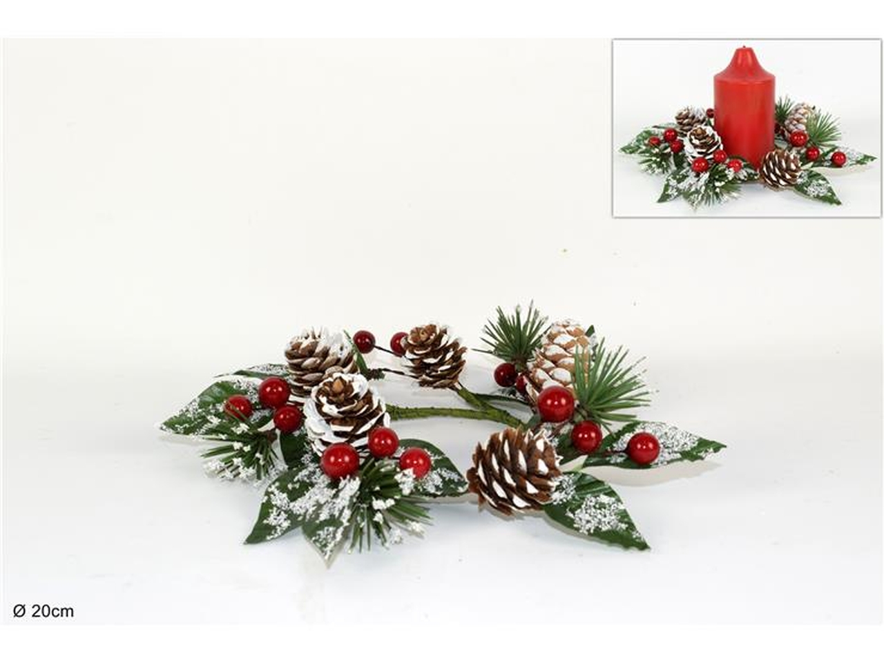 GIROCANDELA 20CM C/PIGNE E BACCHE XNA18022671 GIROCANDELA 20CM C/PIGNE E BACCHE XNA18022671