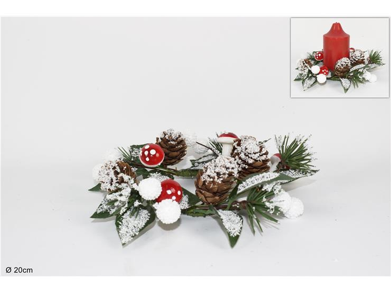 GIROCANDELA 20CM C/PIGNE E FUNGHI XNA18022661