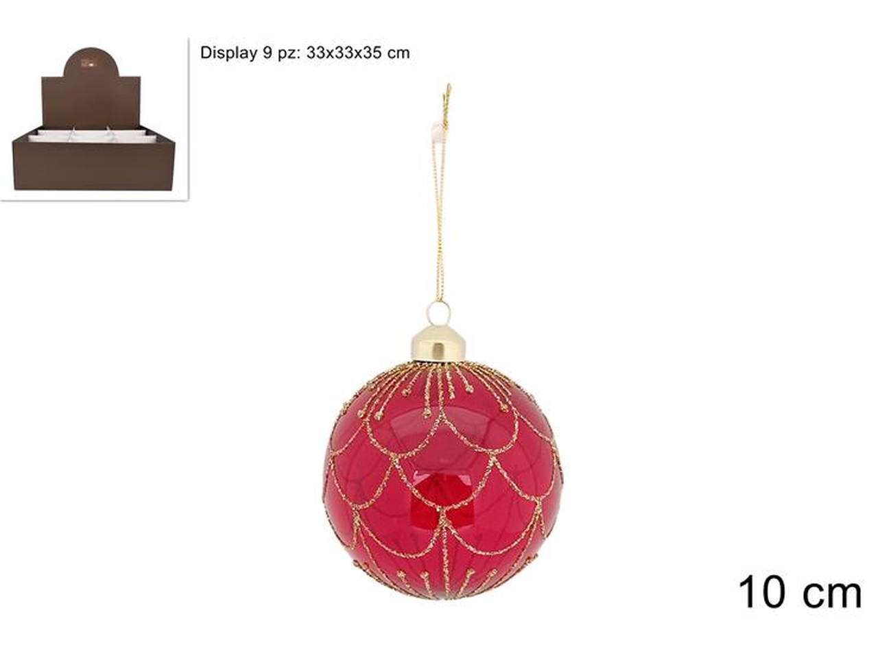 PALLA VETRO10CM ROSSA TRAS.C/DECORO OROXNA24049841