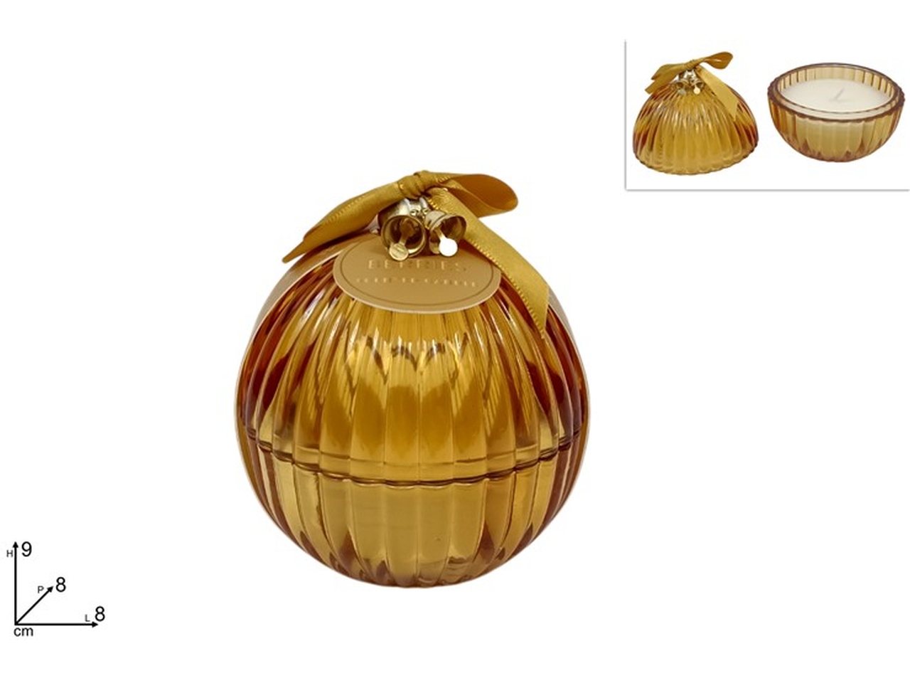CANDELA PALLA VETRO 8CM ORO XNA24054581