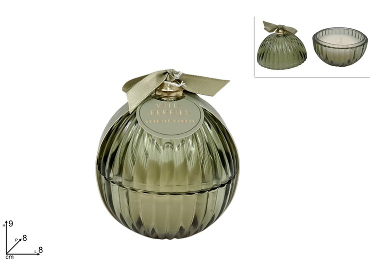 CANDELA PALLA VETRO 8CM VERDE XNA24054591