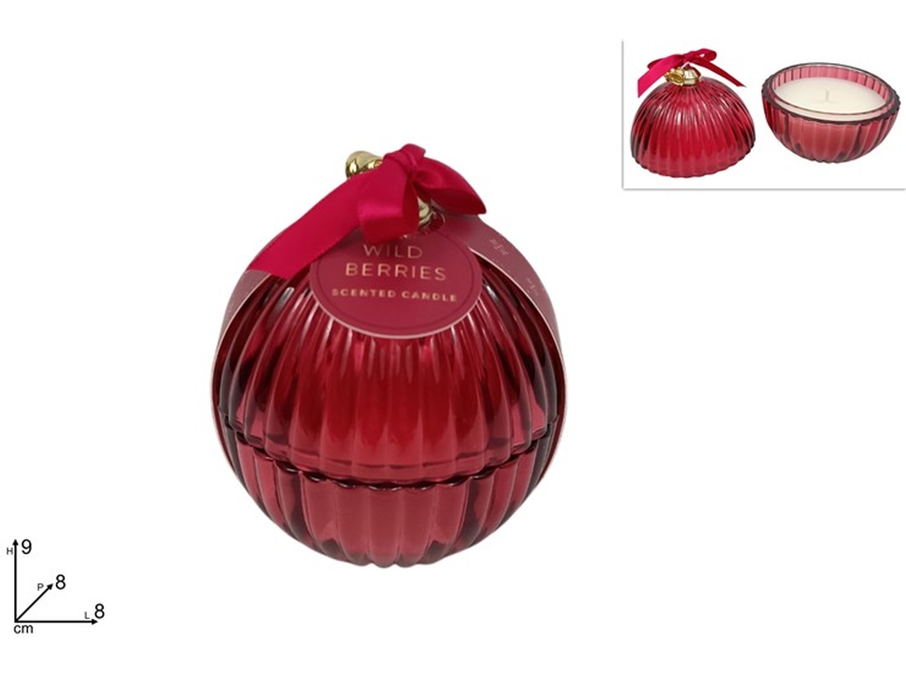 CANDELA PALLA VETRO 8CM ROSSA XNA24054571