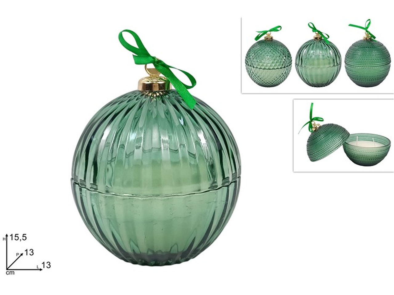 PALLA VETRO 13CM VERDE ASS XNA24035761