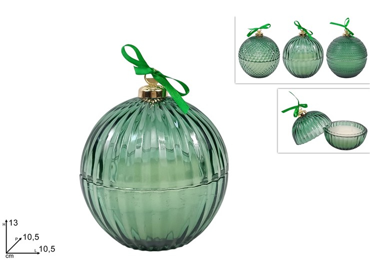PALLA VETRO 10,5CM VERDE ASS. XNA24035771