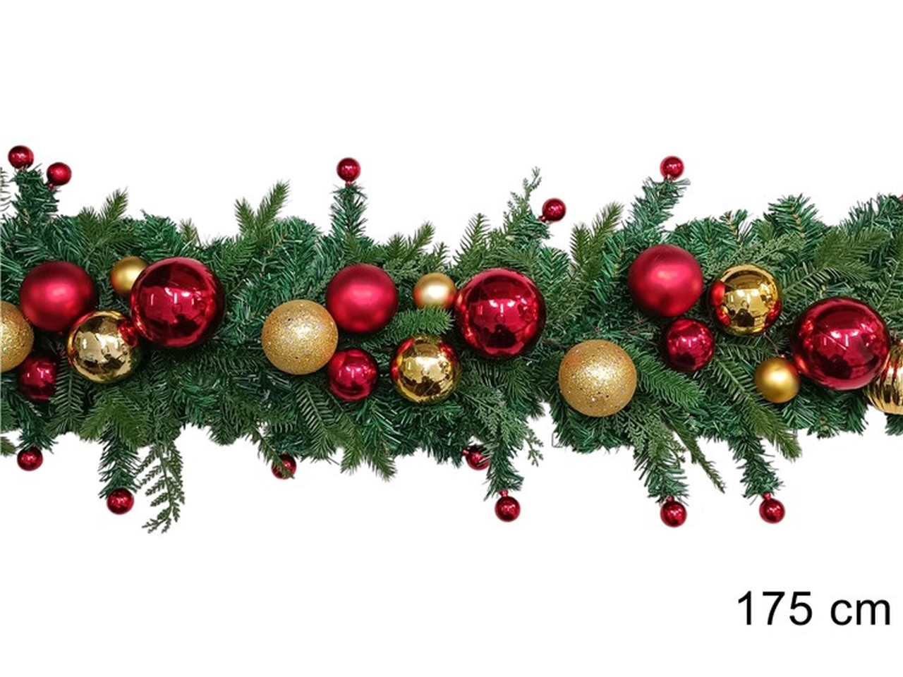 GHIRLANDA175CM VERDE C/PALLE ROSSO/ORO XNA24047651