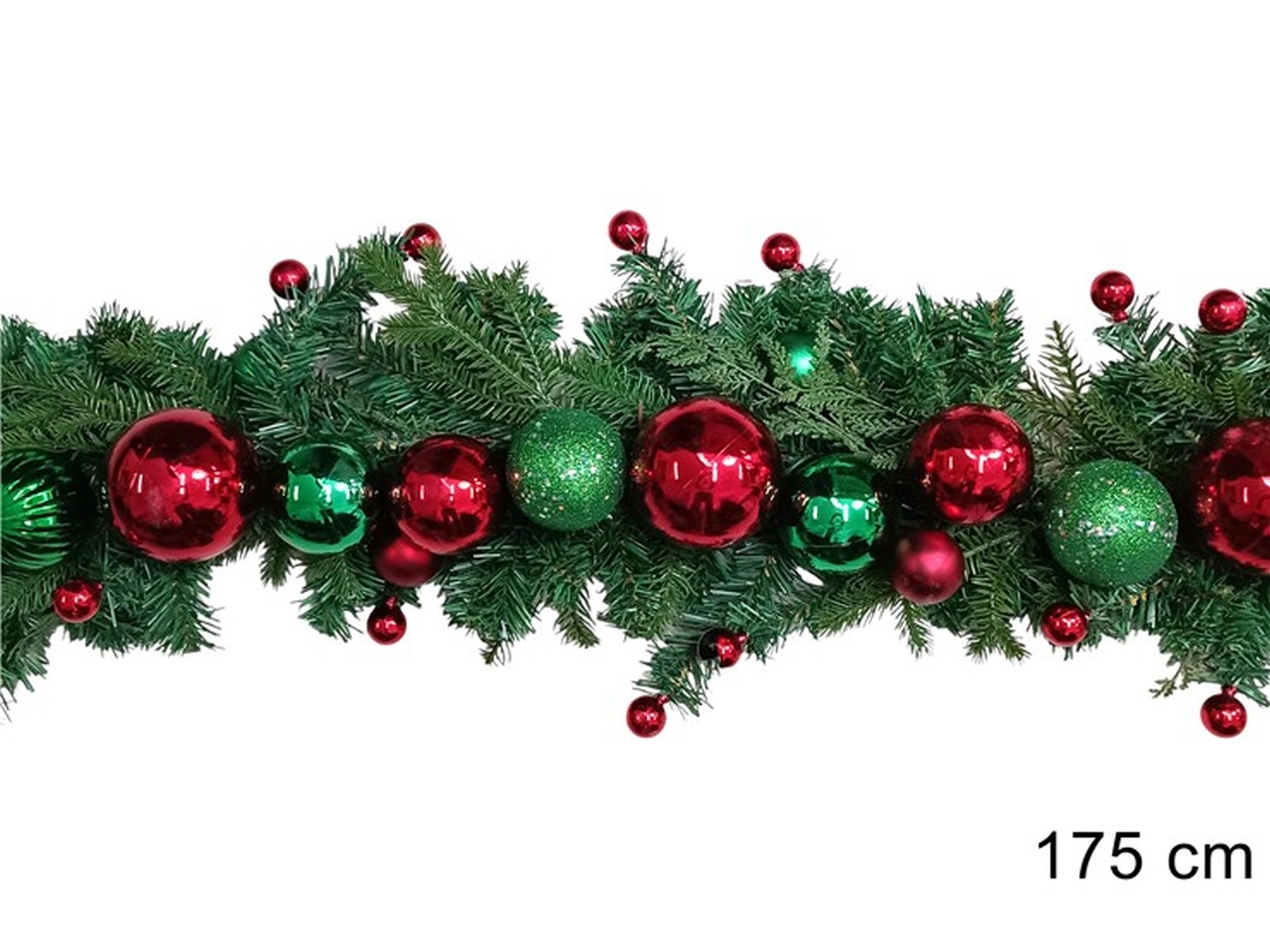 GHIRLANDA175CM VERDE C/PALLE ROSSO/VERDE XNA240476