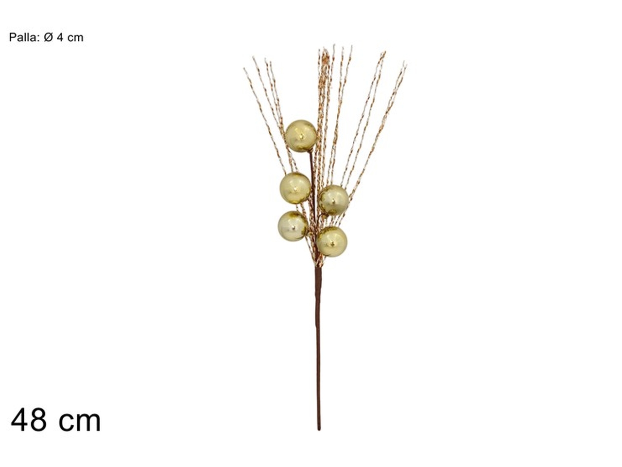 RAMO C/FILI LAMINATI E PALLE 48CM ORO XNA24034041