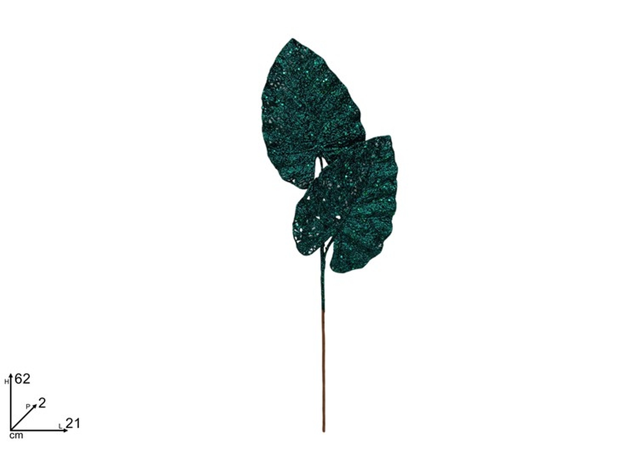 RAMO 2FOGLIE GLITTERATE 62CM VERDE XNA24045641 RAMO 2FOGLIE GLITTERATE 62CM VERDE XNA24045641