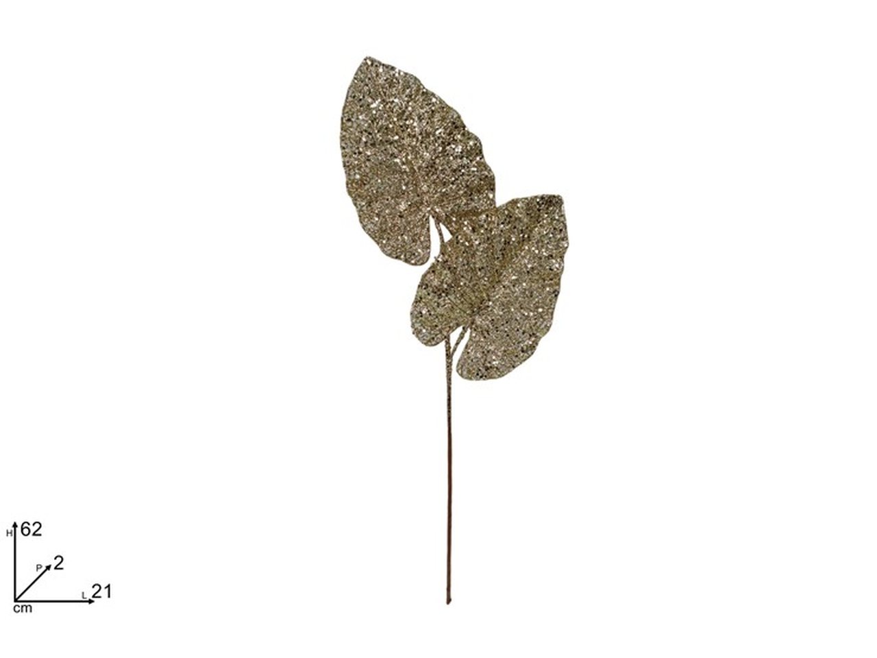 RAMO 2FOGLIE GLITTERATE 62CM CHAMPAGNE XNA24045671 RAMO 2FOGLIE GLITTERATE 62CM CHAMPAGNE XNA24045671