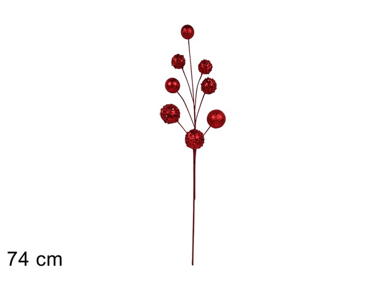 RAMO C/PALLE GLITTERATE 74CM ROSSO XNA24056101