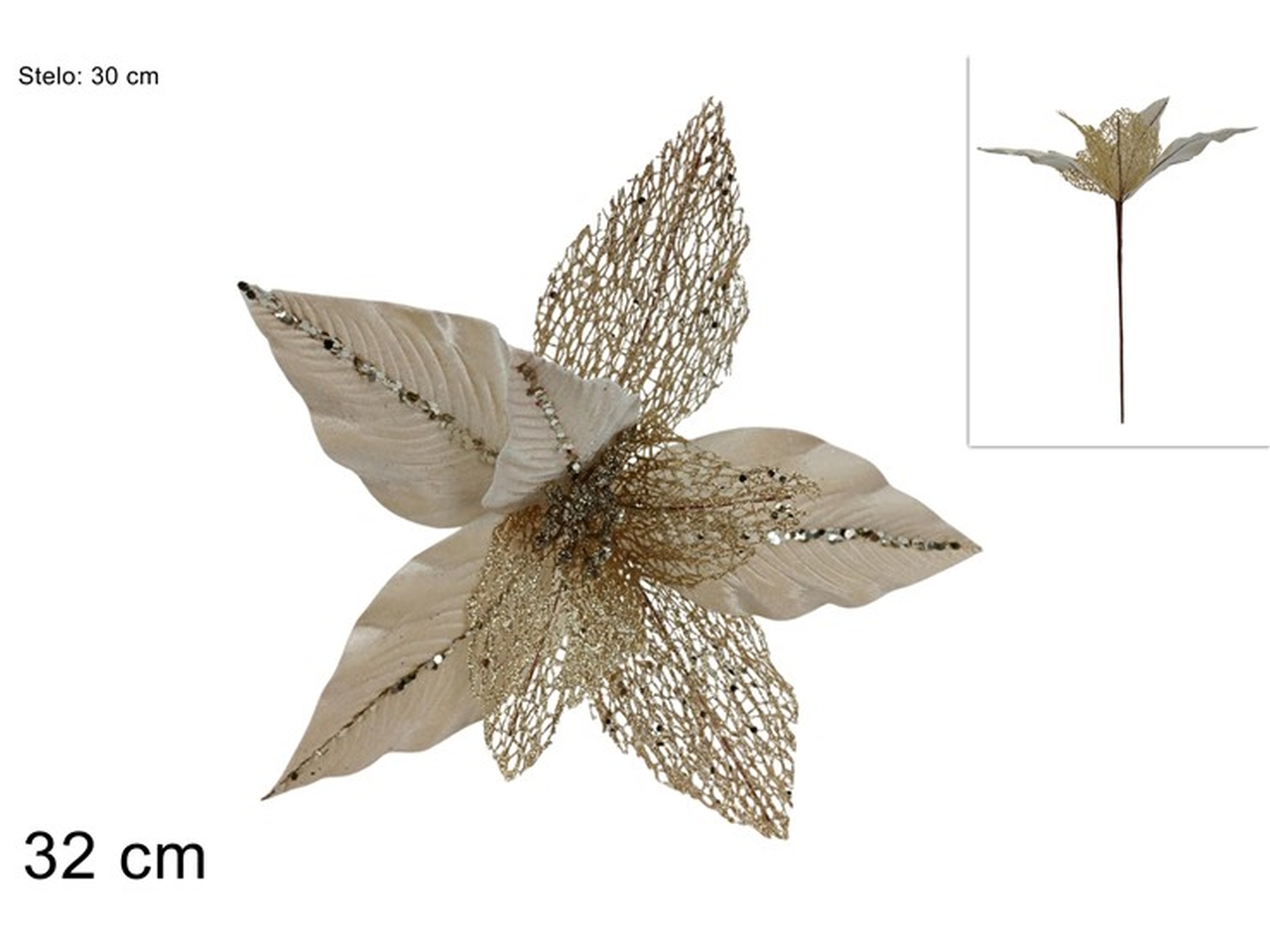 RAMO FIORE VELLUTO 32CM CHAMPAGNE XNA24033331 RAMO FIORE VELLUTO 32CM CHAMPAGNE XNA24033331