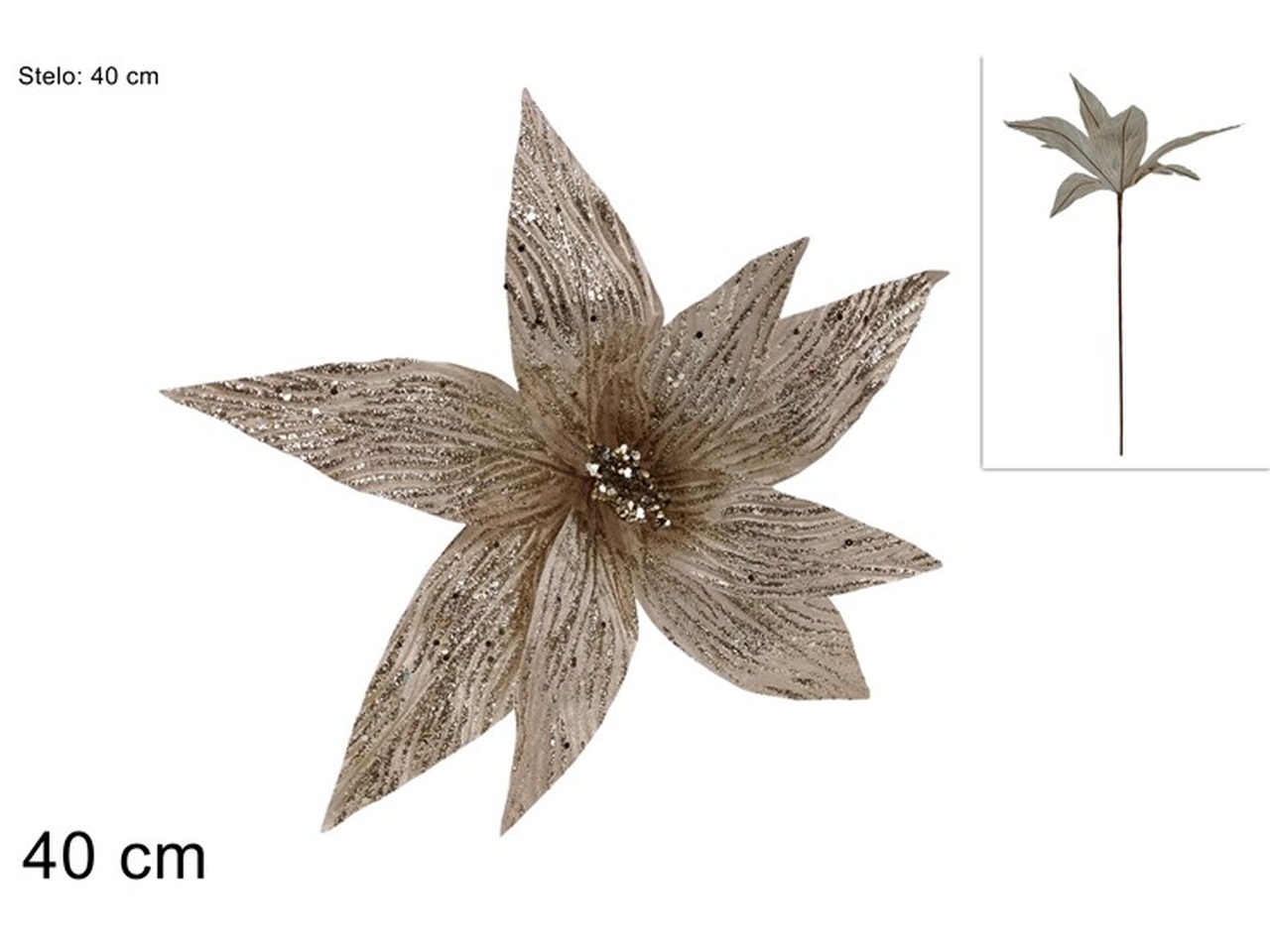 RAMO FIORE GLITTERATO 40CM CHAMPAGNE XNA24032891 RAMO FIORE GLITTERATO 40CM CHAMPAGNE XNA24032891