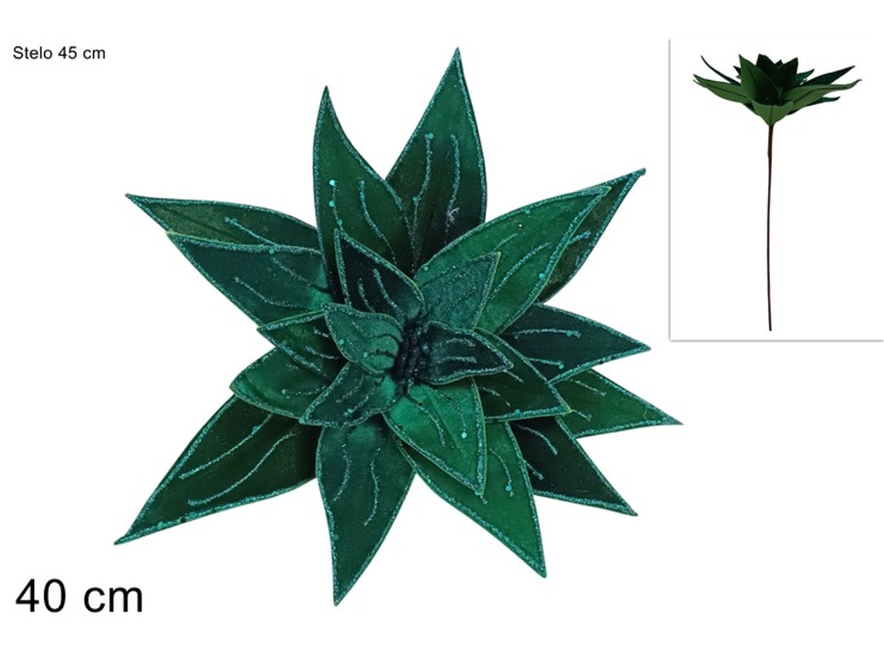 RAMO FIORE VELLUTO C/GLITTER40CM VERDE XNA24044851 RAMO FIORE VELLUTO C/GLITTER40CM VERDE XNA24044851