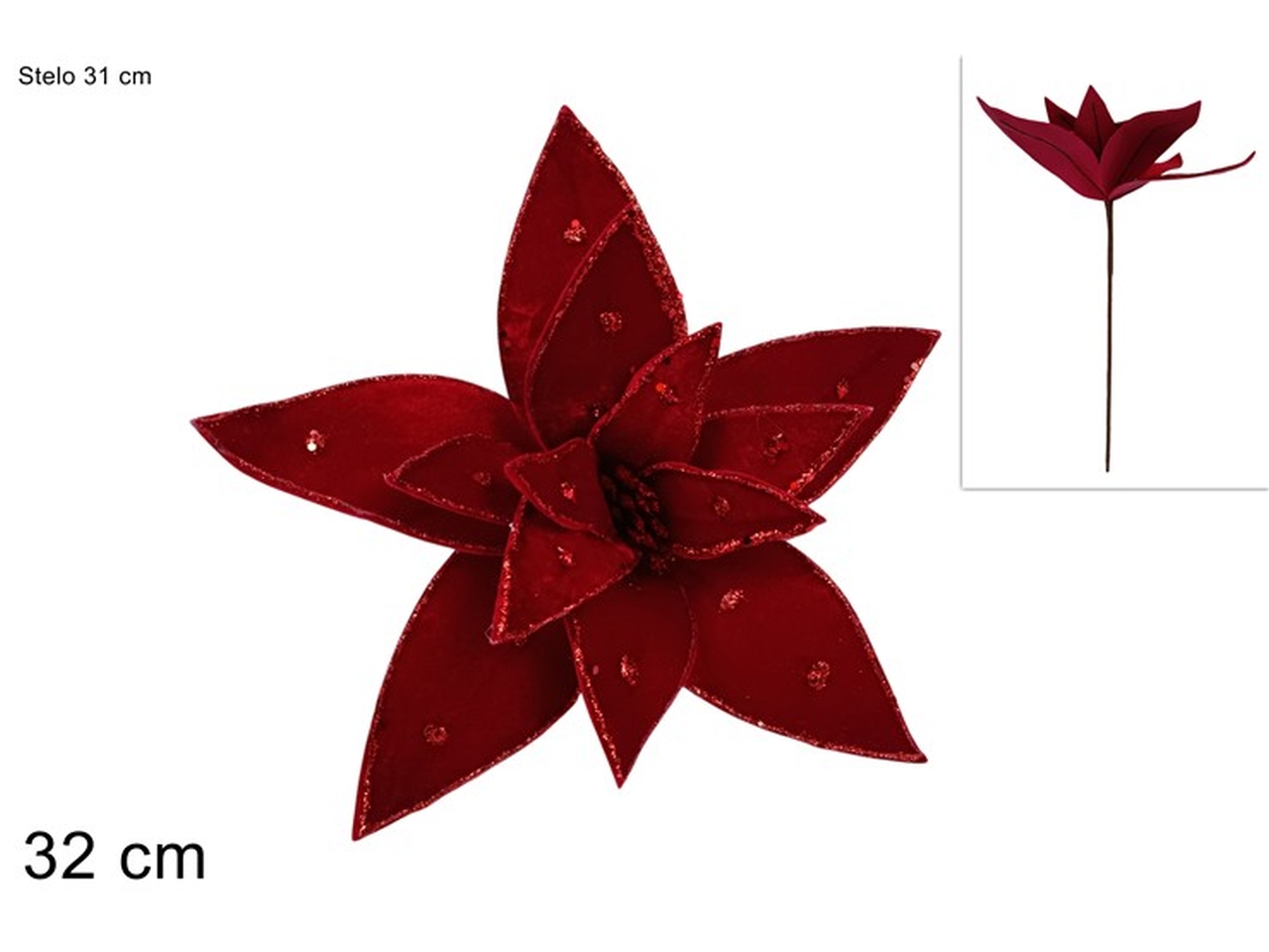 RAMO FIORE VELLUTO C/GLITTER32CM ROSSO XNA24044931 RAMO FIORE VELLUTO C/GLITTER32CM ROSSO XNA24044931