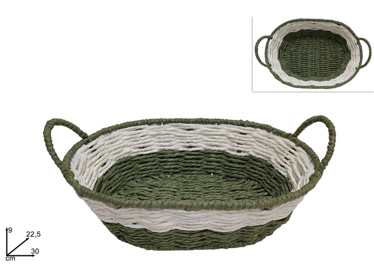 CESTA OVALE 30X22,5XH.9CM VERDE/BIANCA XNA23071161
