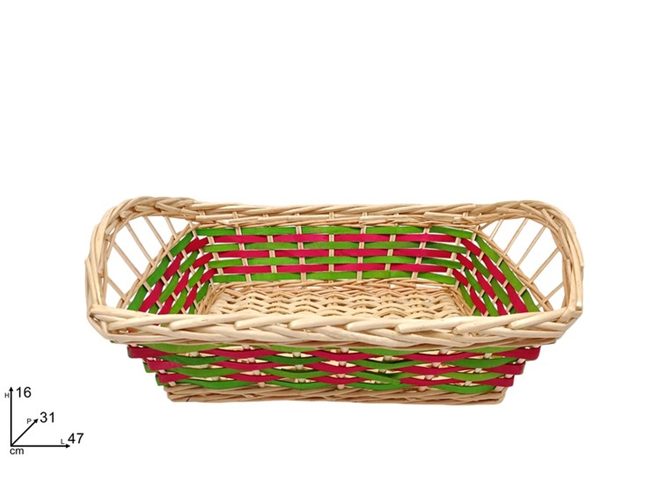 CESTA RETTANGOLARE 47X31CM ROSSO+VERDE XNA25004601
