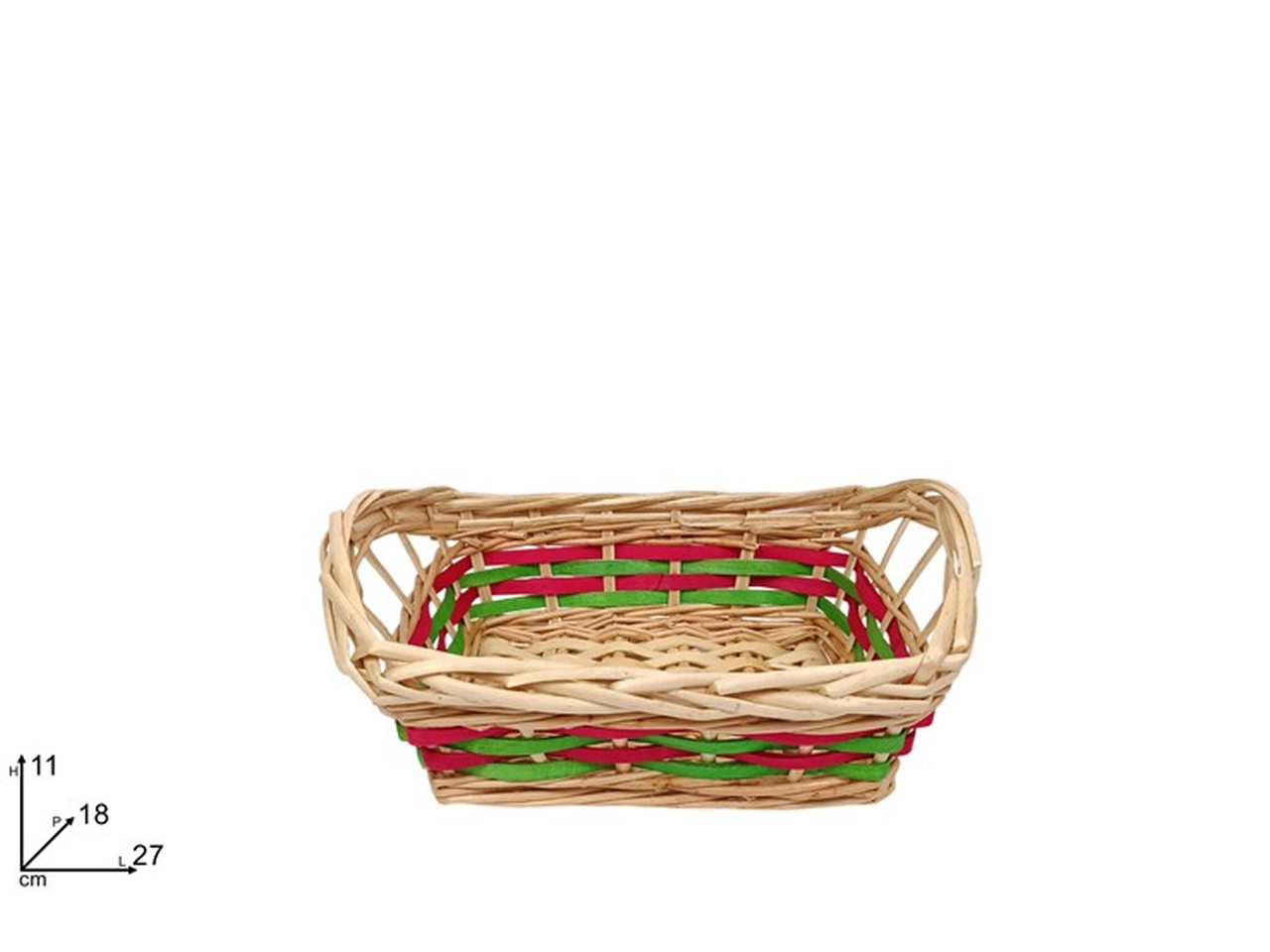 CESTA RETTANGOLARE 27X18CM ROSSO+VERDE XNA25004631