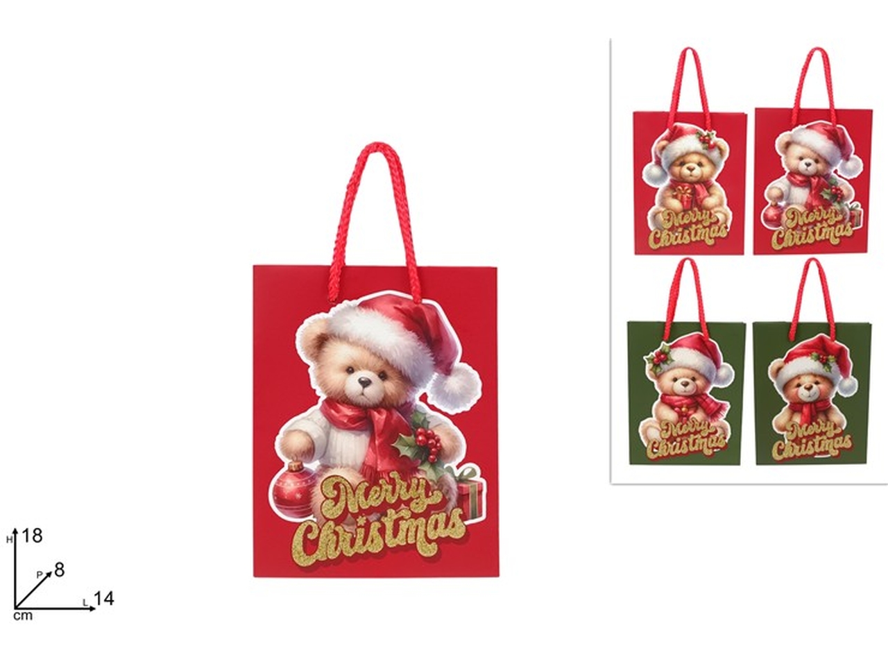 SHOPPER ORSETTO NATALIZIO18X14X8CM ASS.XNA24063601