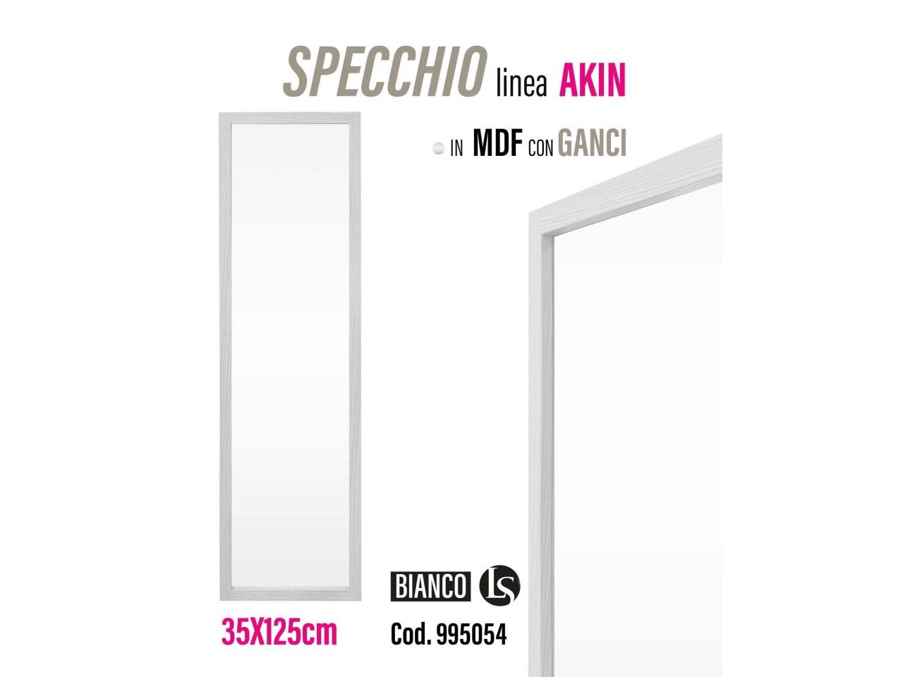 SPECCHIO BIANCO IN MDF 35X125CM LS50074W