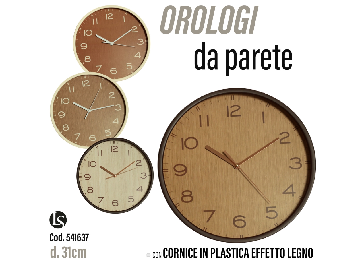 OROLOGIO 31CM PLASTICA ASSORTITO LS-6407-W