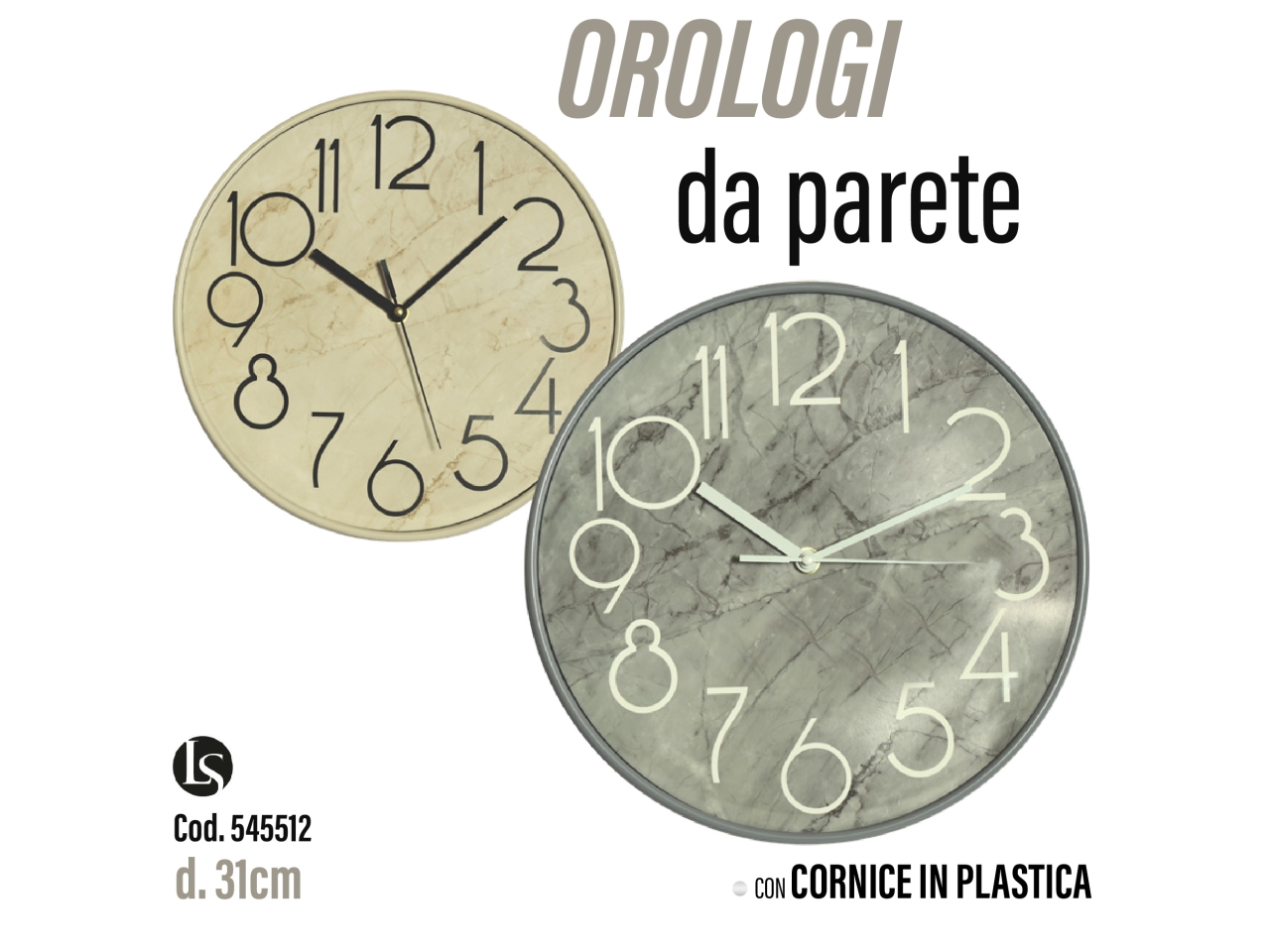 OROLOGIO 31CM IN PLASTICA ASSORTITO LS5154