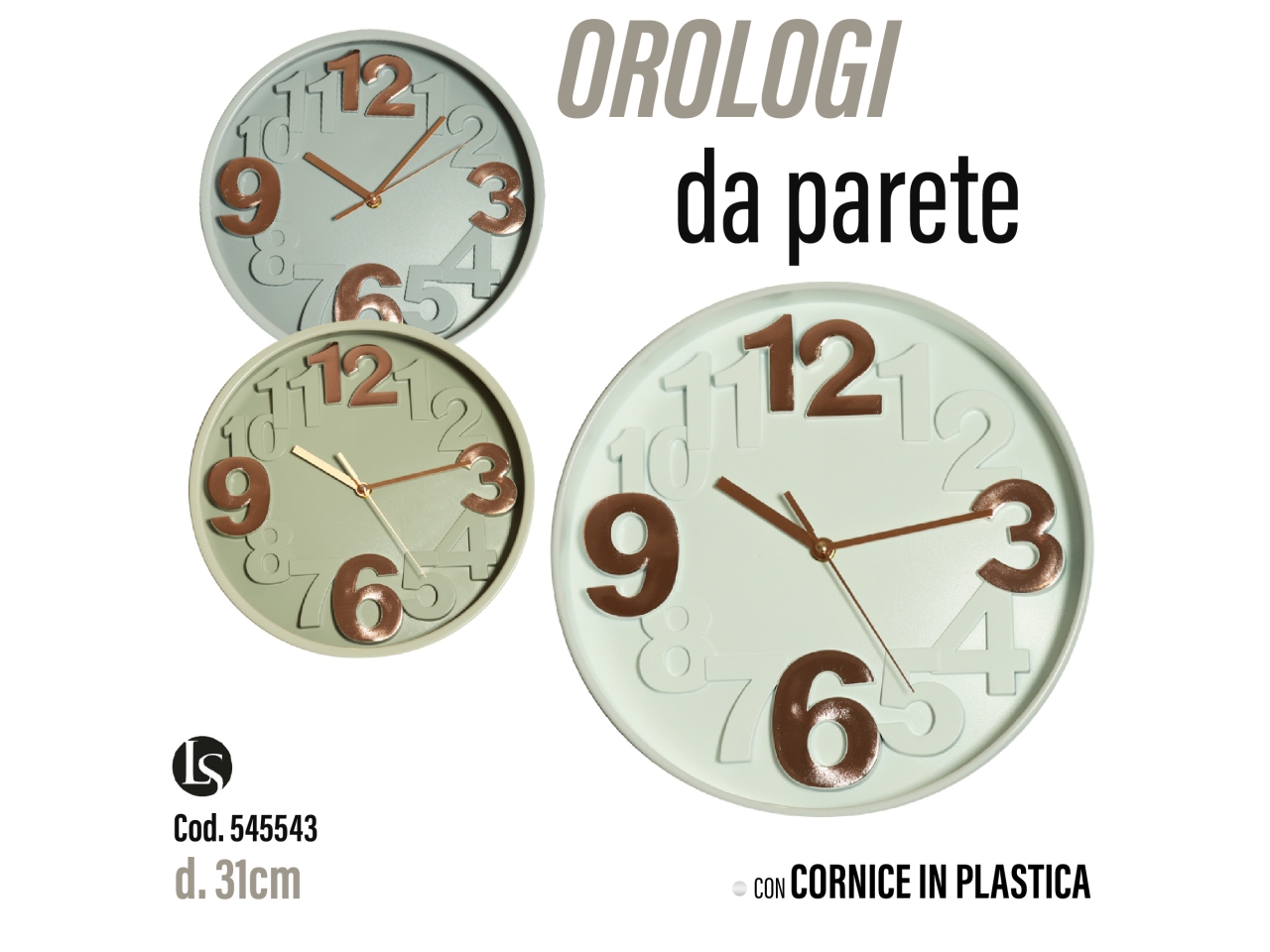 OROLOGIO 31CM IN PLASTICA ASSORTITO LS6459-57