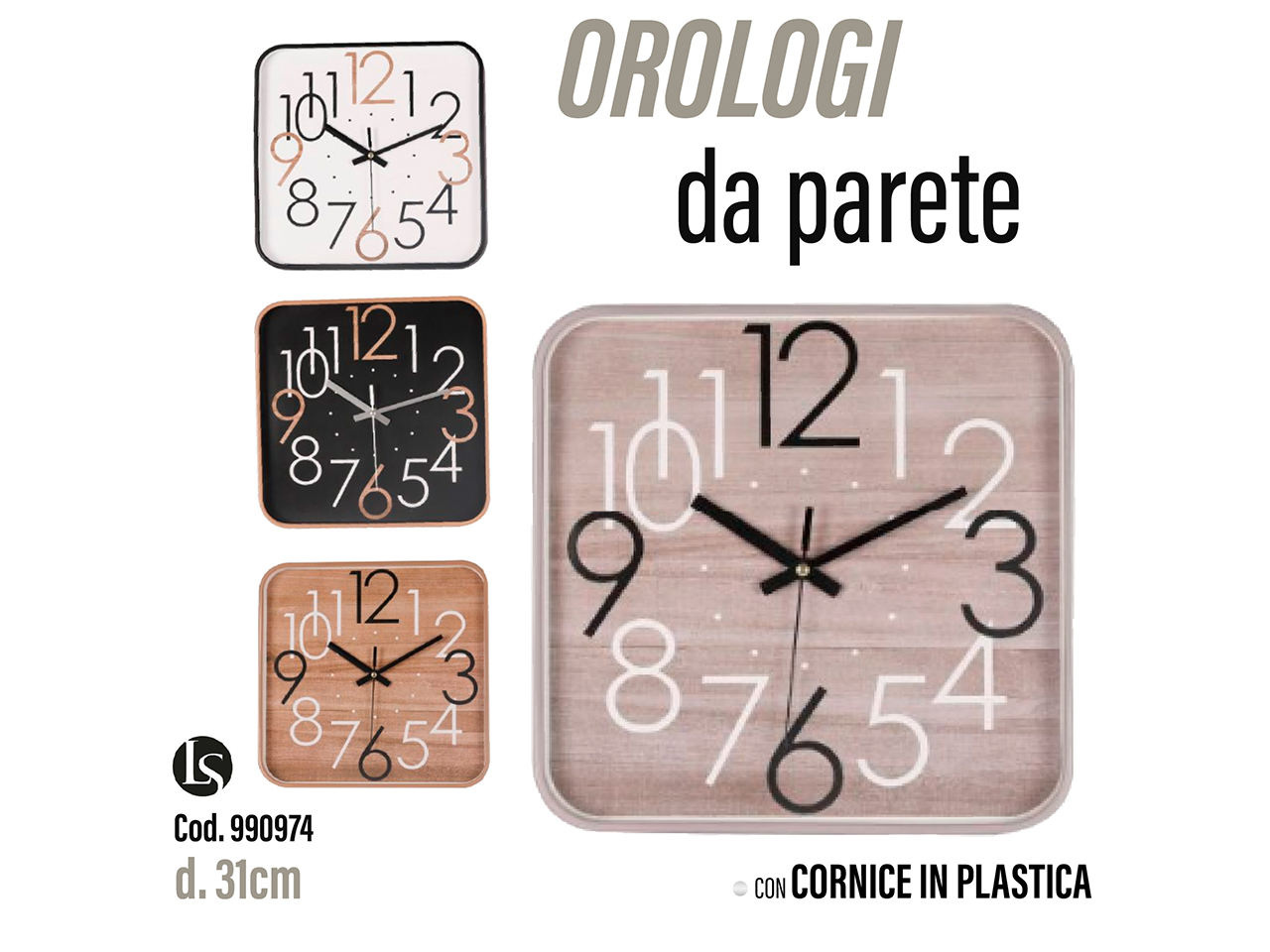 OROLOGIO 31CM QUADRATO LS6436-P