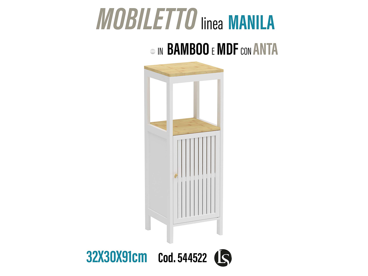 MOBILE IN MDF BAGNO 32X30X91CM LS-24021DWA