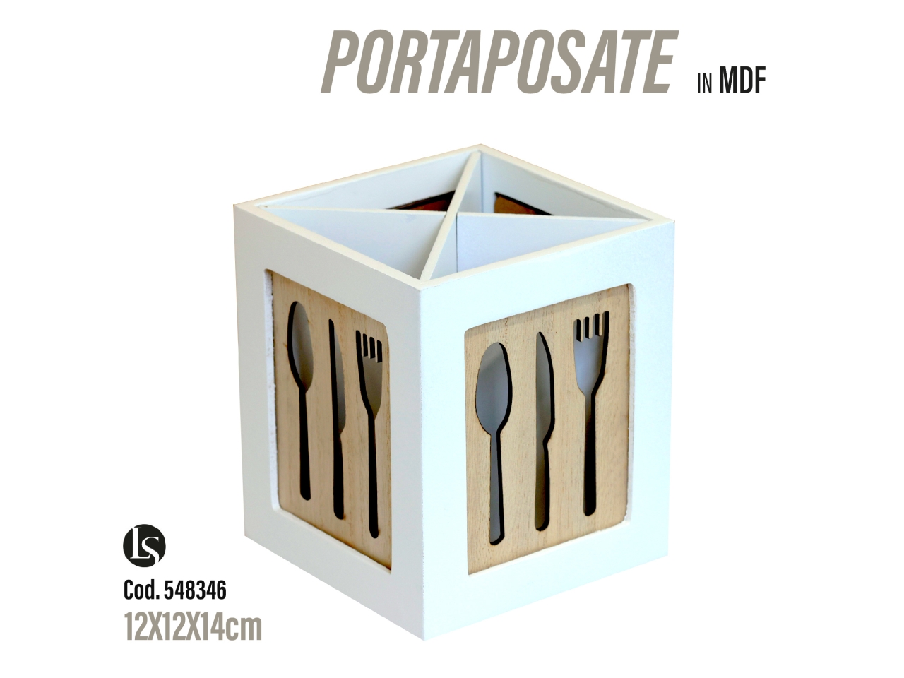 PORTAPOSATE IN MDF BIANCO 12X12X14CM LS2113