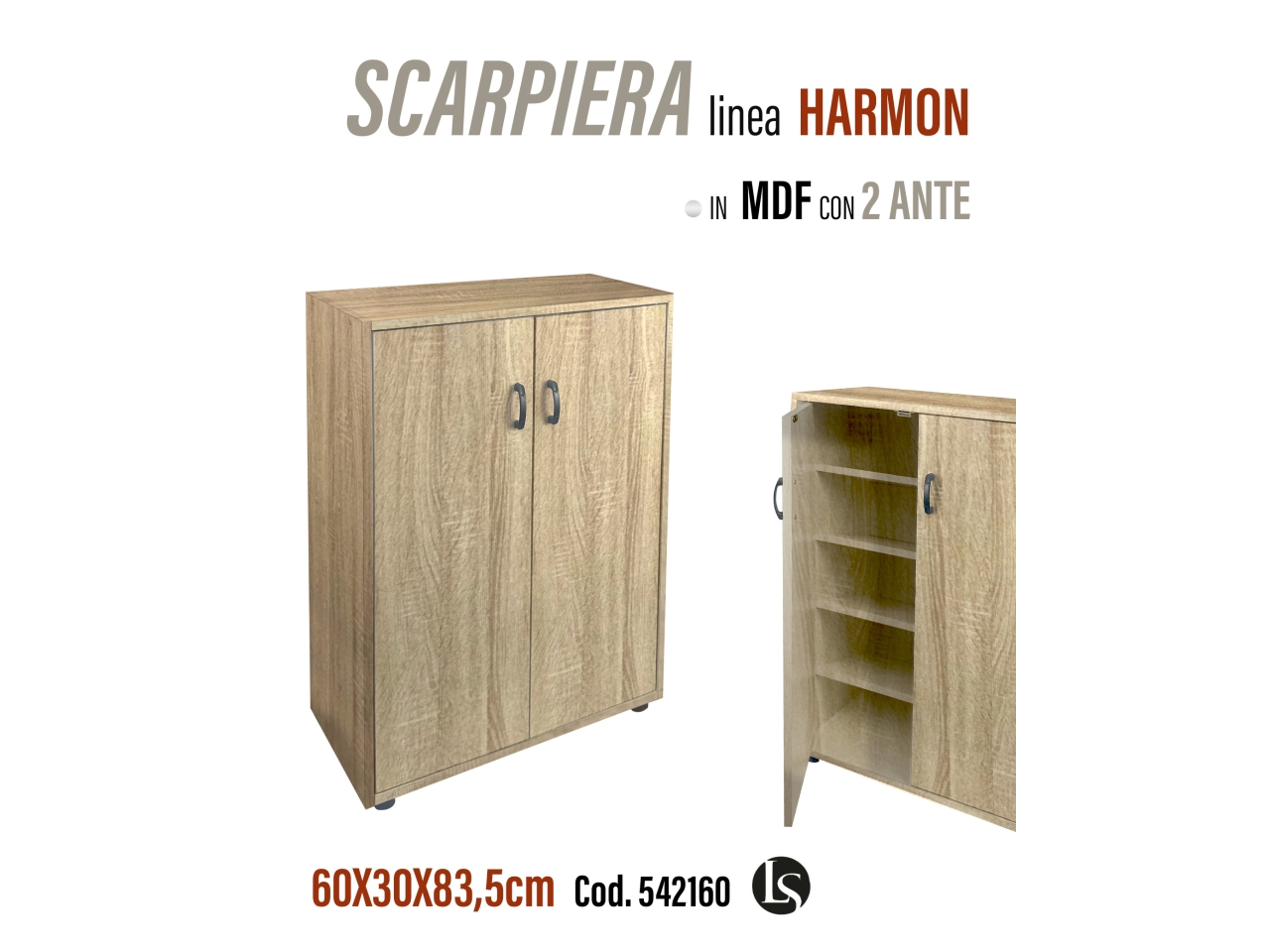 SCARPIERA ROVERE 60X30X83,5CM LS23-160