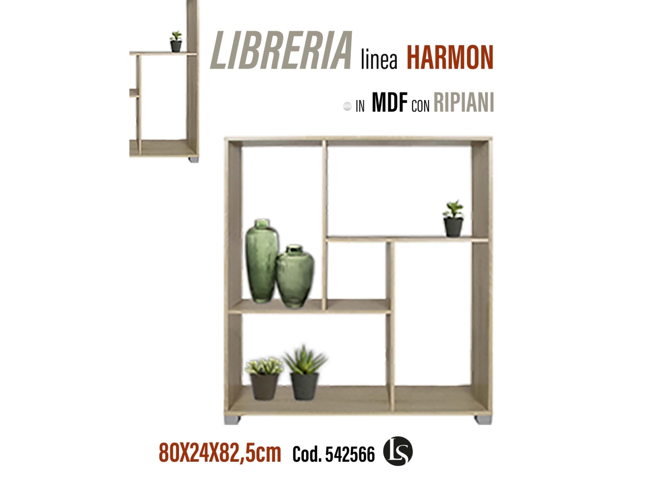 LIBRERIA ROVERE 80X24X82,5CM LS02-160