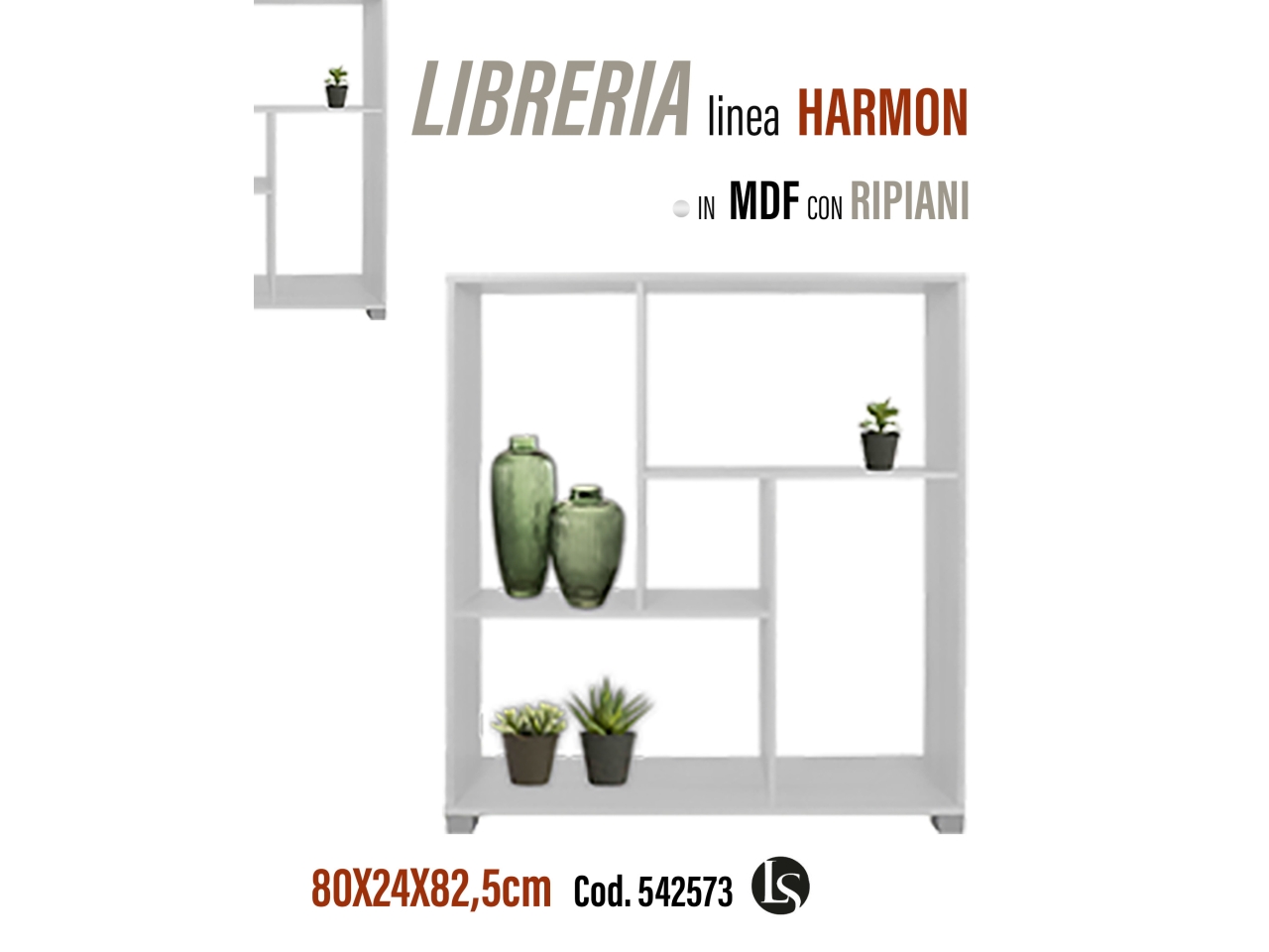LIBRERIA BIANCA 80X24X82,5CM LS02-1