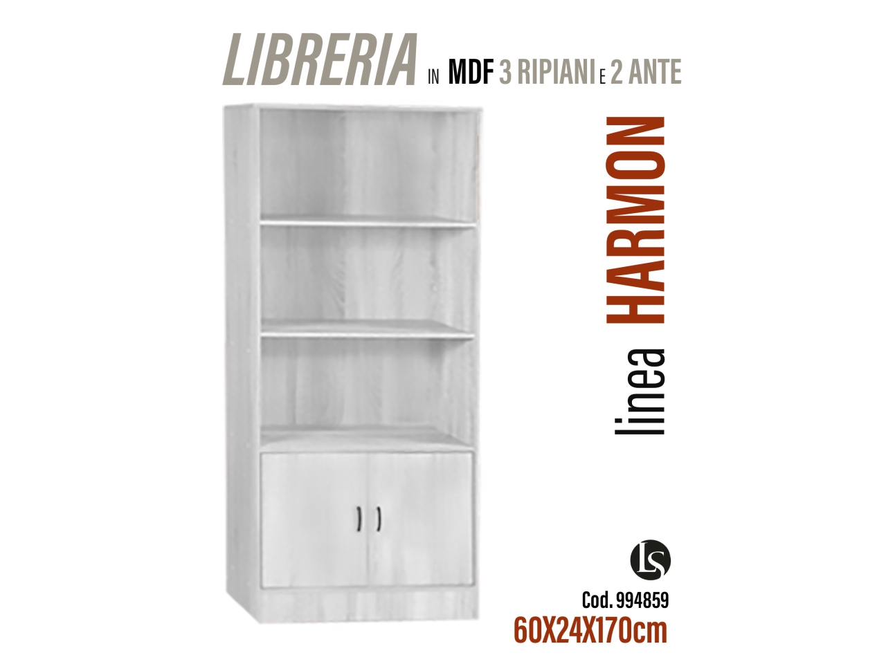 LIBRERIA IN MDF 60X24X170CM LS012-1