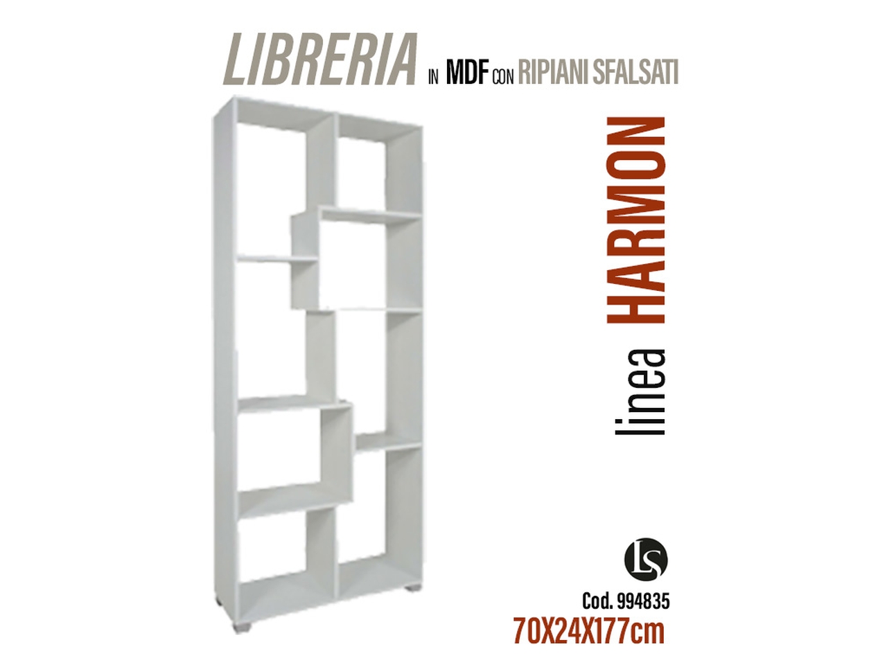 LIBRERIA IN MDF 70X24X178CM LS009-1