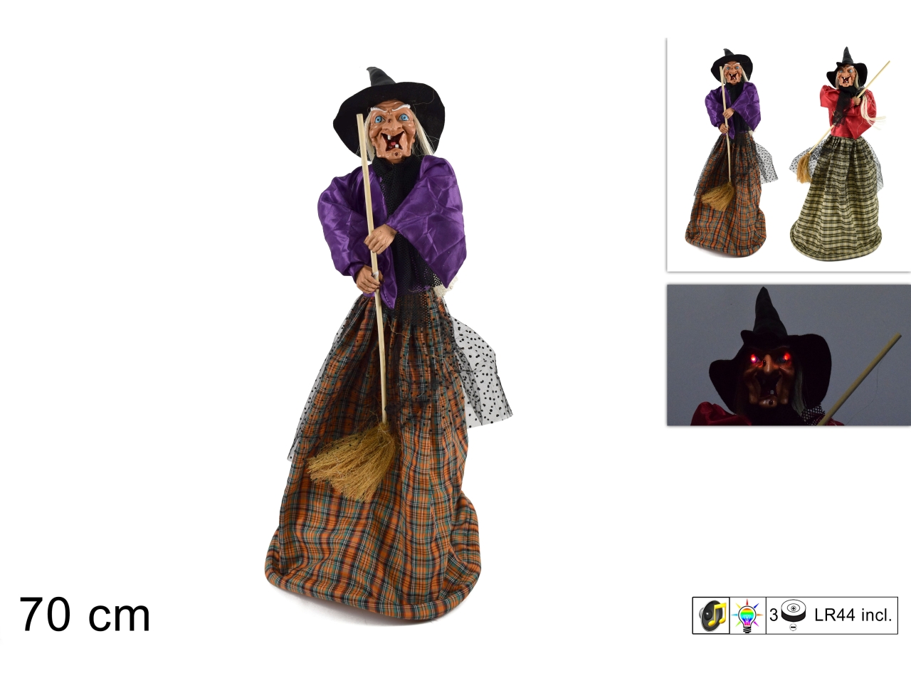 BEFANA 70CM C/LUCE E SUONO A BATT.
