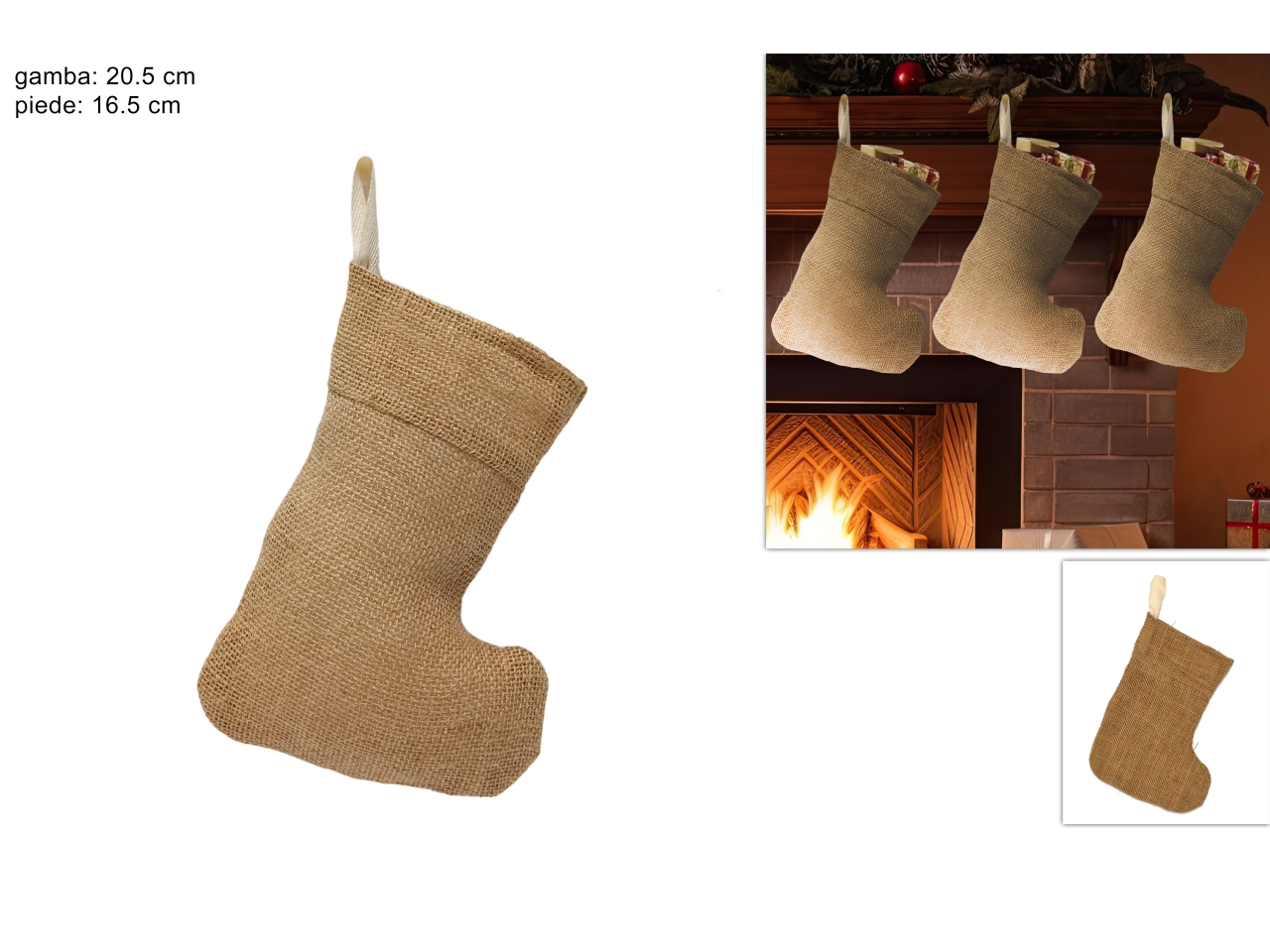 CALZA BEFANA JUTA 20,5X16,5CM NATURALE CALZA BEFANA JUTA 20,5X16,5CM NATURALE