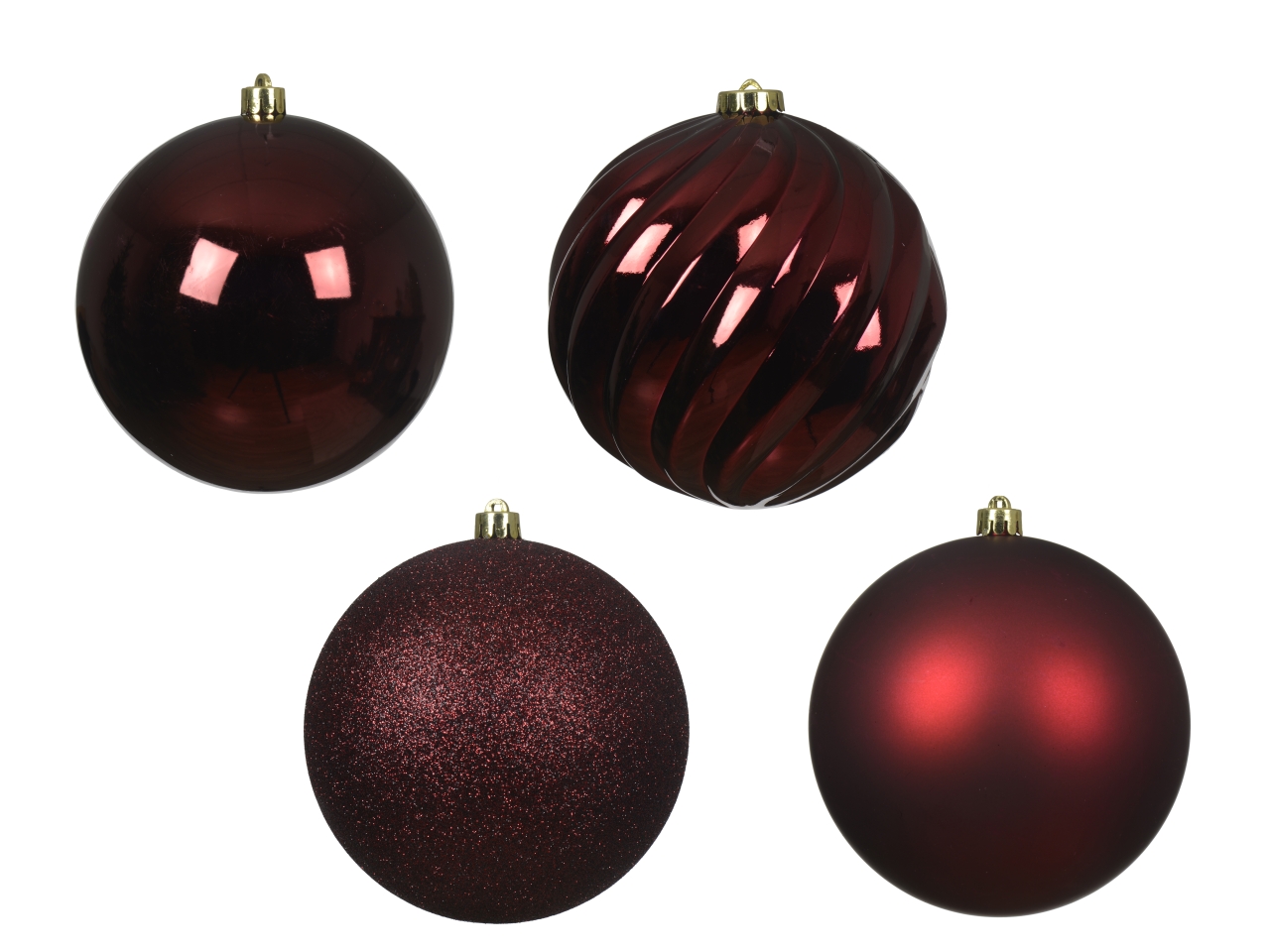 PALLA 14CM 4 pezzi BORDEAUX LUCIDA/OPACA/GLIT. 021