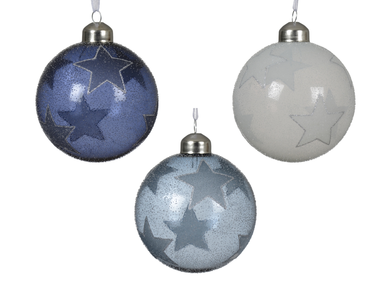 PALLA VETRO 8CM C/STELLE 3 COL. ASS. 070614