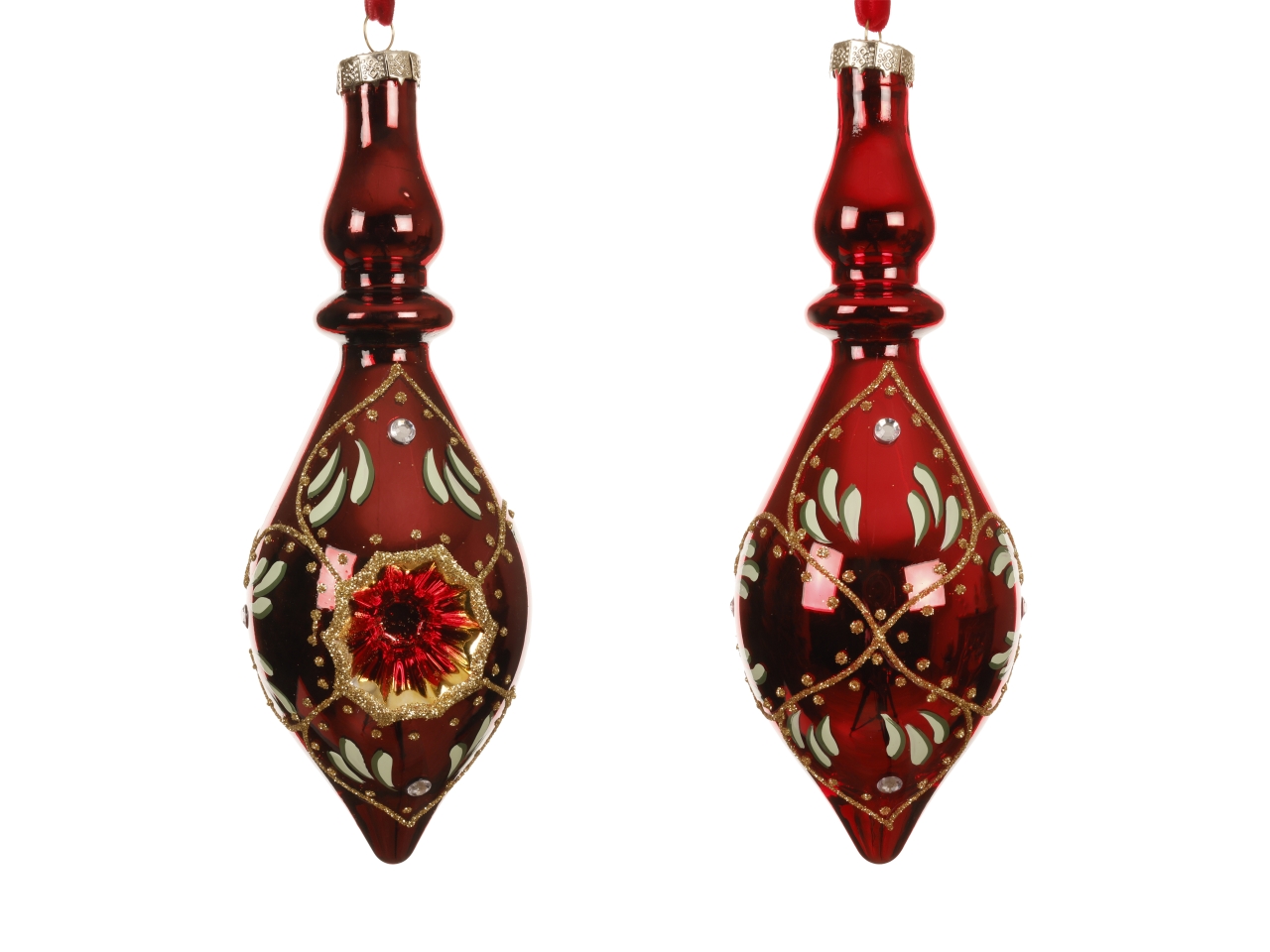 APPENDINO VETRO 19CM C/FORO E GLITTER ASS. 071112