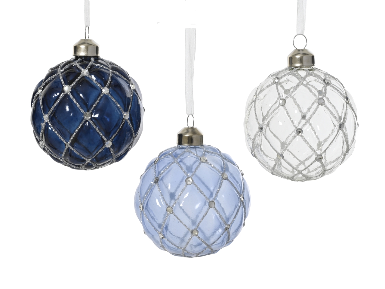 PALLA VETRO 8CM C/GLITTER/PERLINE 3COL.ASS.071265